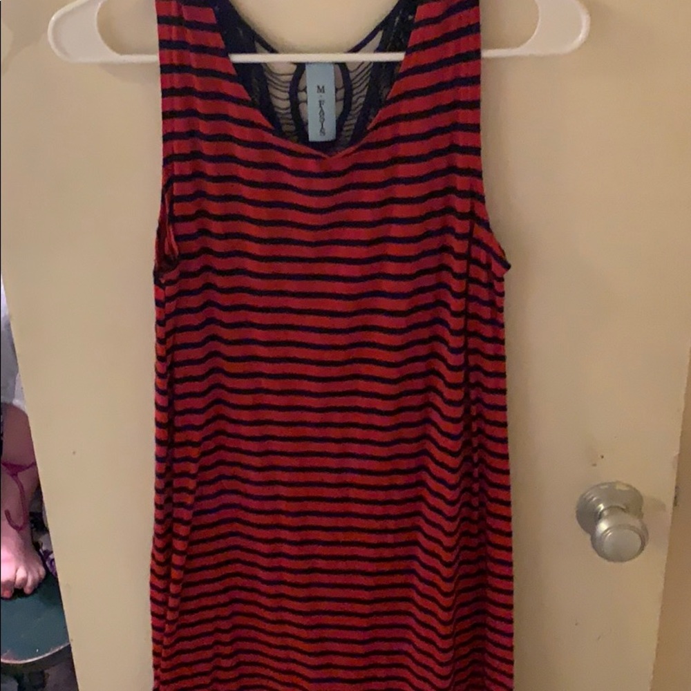 Red and navy striped dress